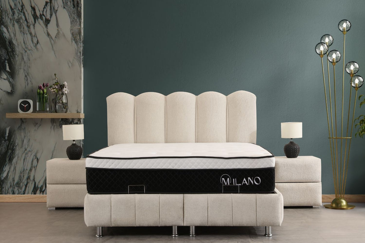 Lit coffre Eva blanc cassé