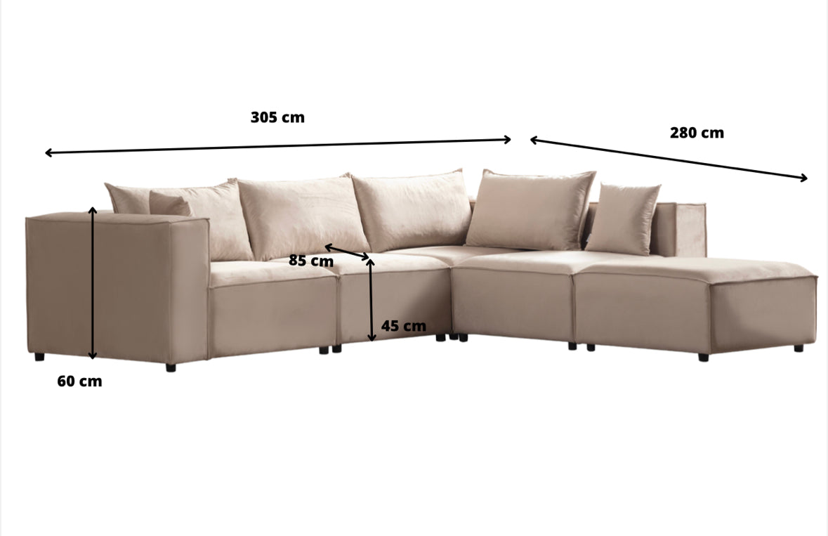 Canapé Élégance Velours Modulable 4 + 1