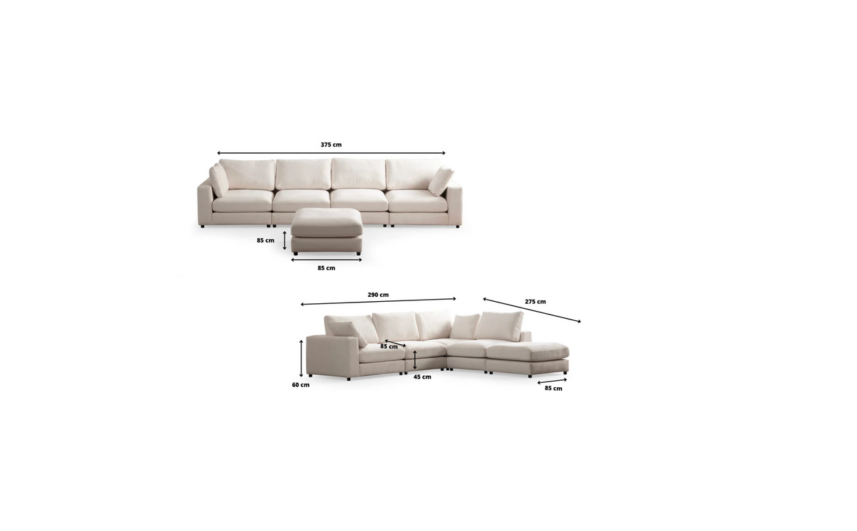 Canapé Julia Modulable chenille 4+1 pouf