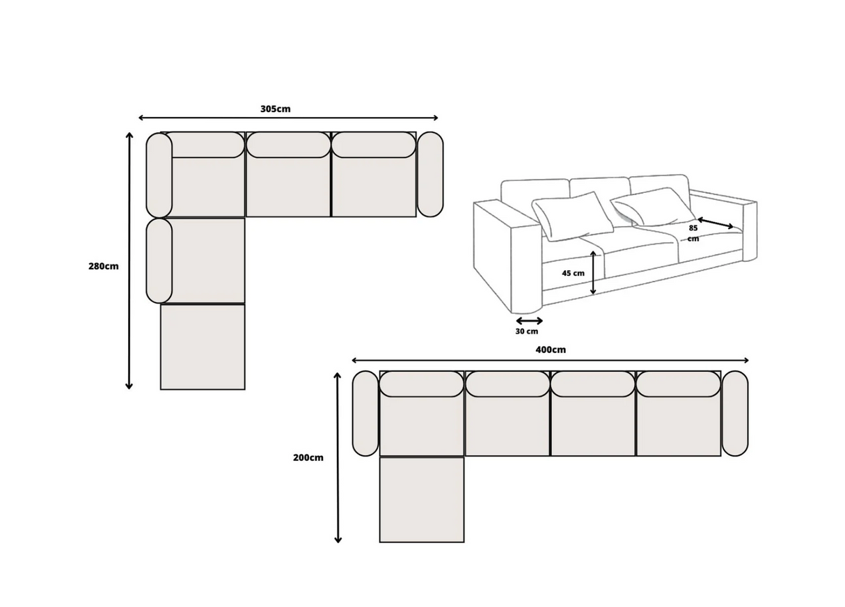 Canapé Élegance Chenille Modulable 4+1