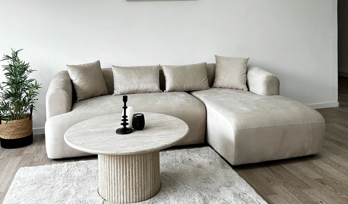 Canapé d'Angle Ela Velours Beige