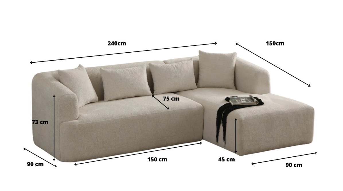 Canapé d'Angle Ela Velours Beige
