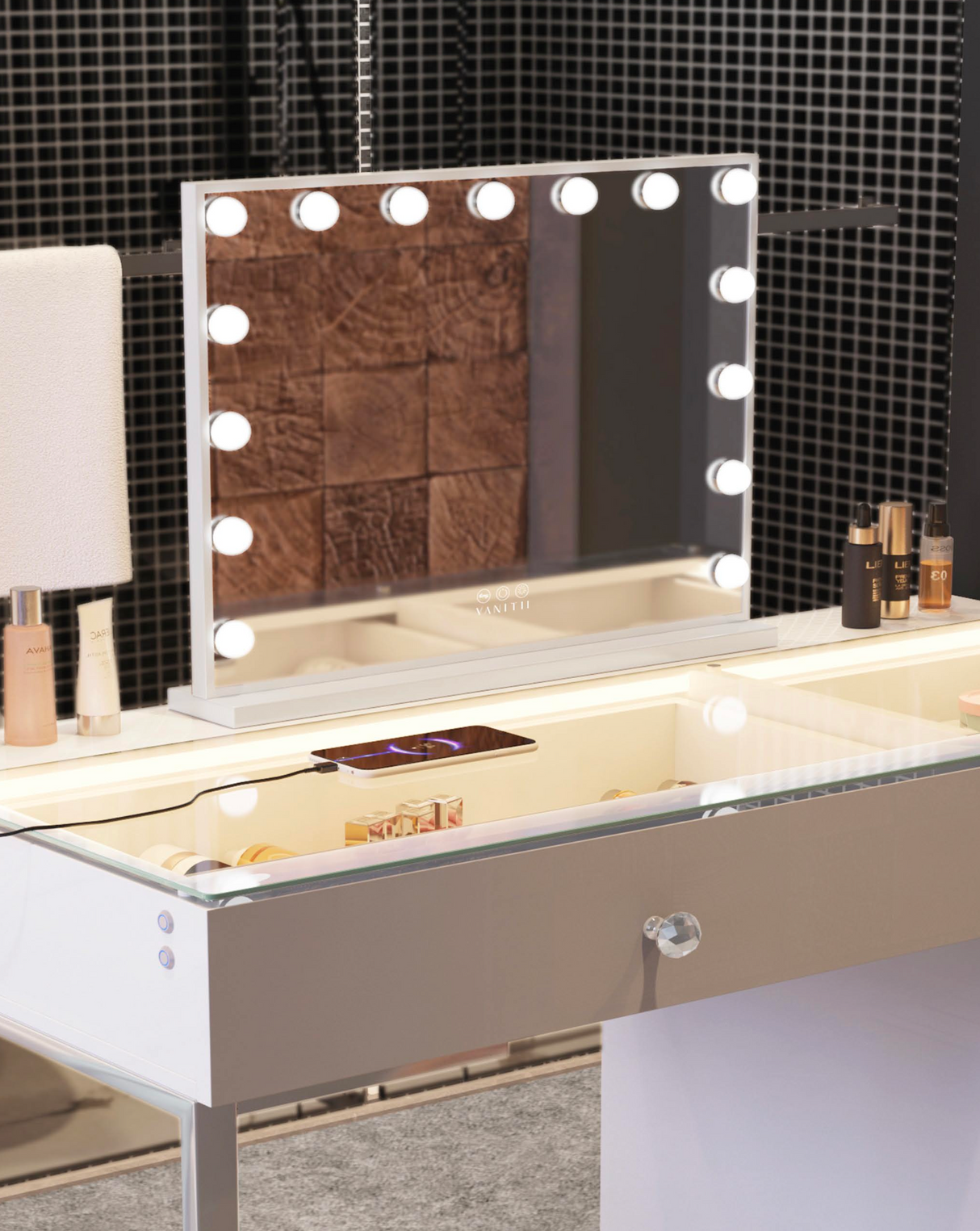 Miroir 15 ampoules Bluetooth