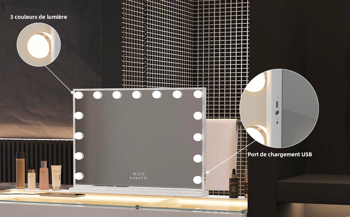 Miroir 15 ampoules Bluetooth