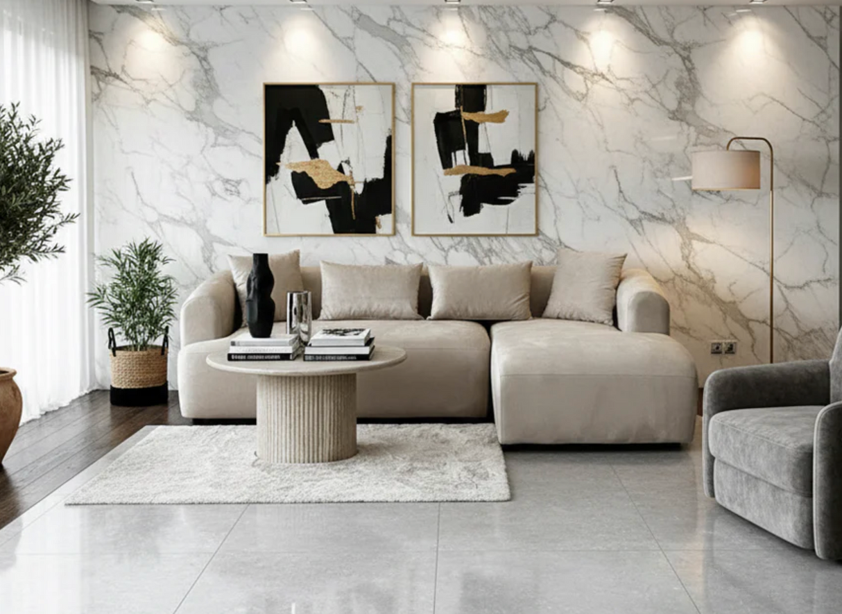 Canapé d'Angle Ela Velours Beige