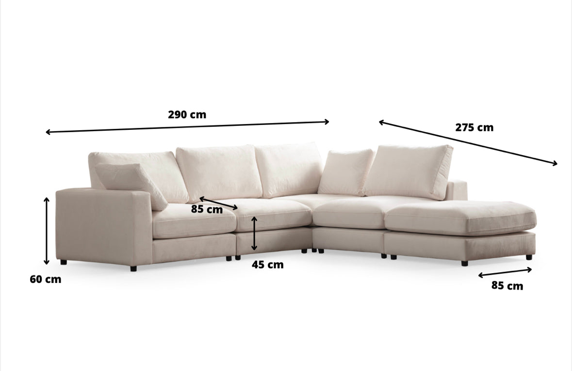 Canapé Julia Modulable chenille 4+1 pouf