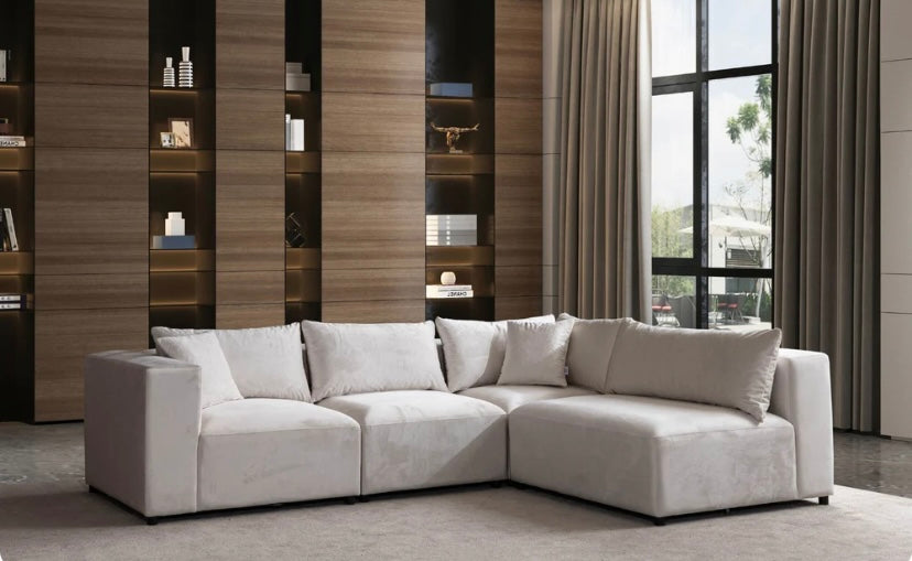 Canapé Azra Velours blanc cassé