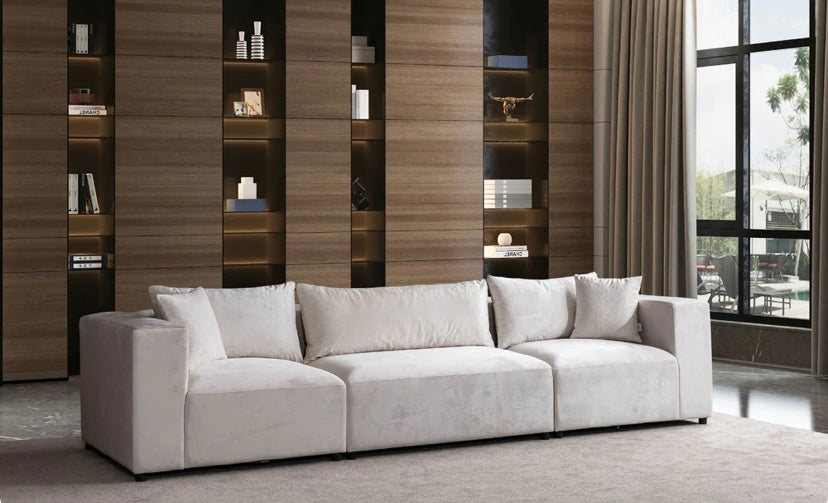 Canapé Azra Velours blanc cassé