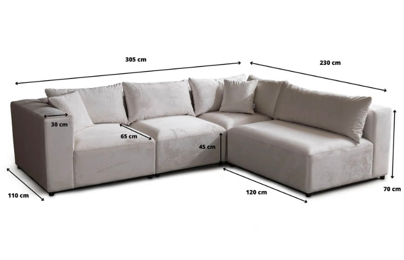 Canapé Azra Velours blanc cassé