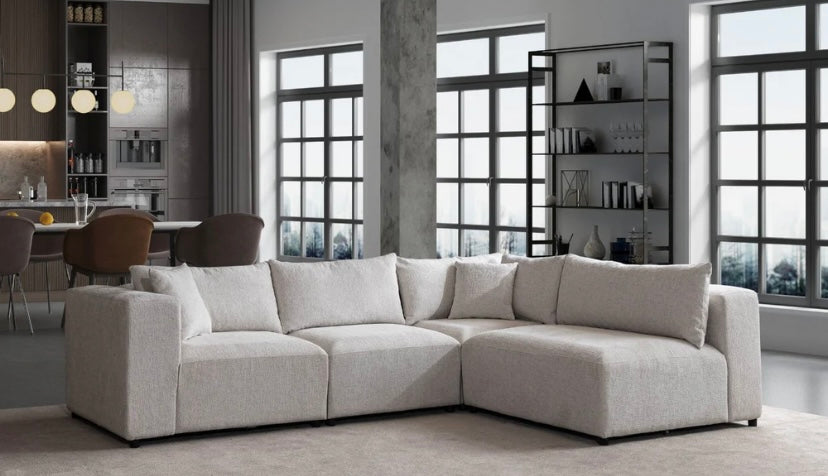 Canapé Azra Modulable Chenille Blanc cassé