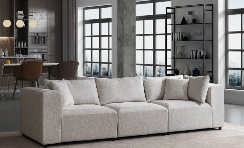 Canapé Azra Modulable Chenille Blanc cassé