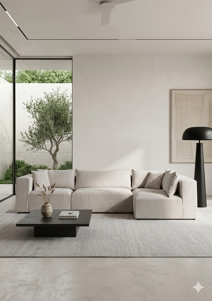 Canapé Azra Modulable Chenille Blanc cassé
