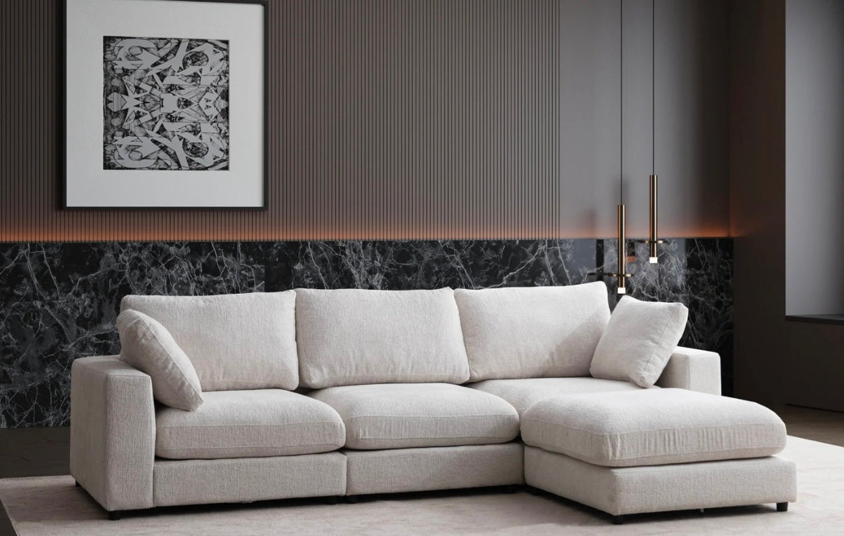 Canapé Julia Modulable Chenille 3+1 pouf