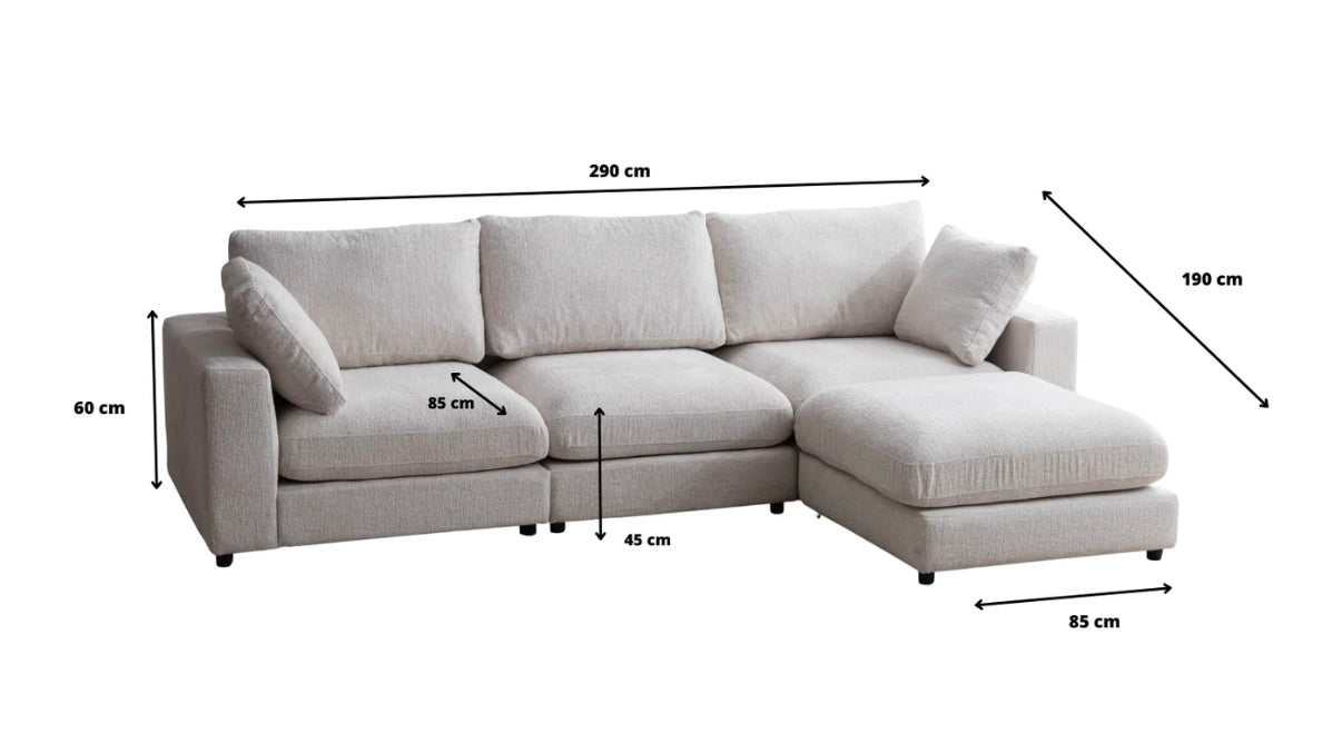 Canapé Julia Modulable Chenille 3+1 pouf