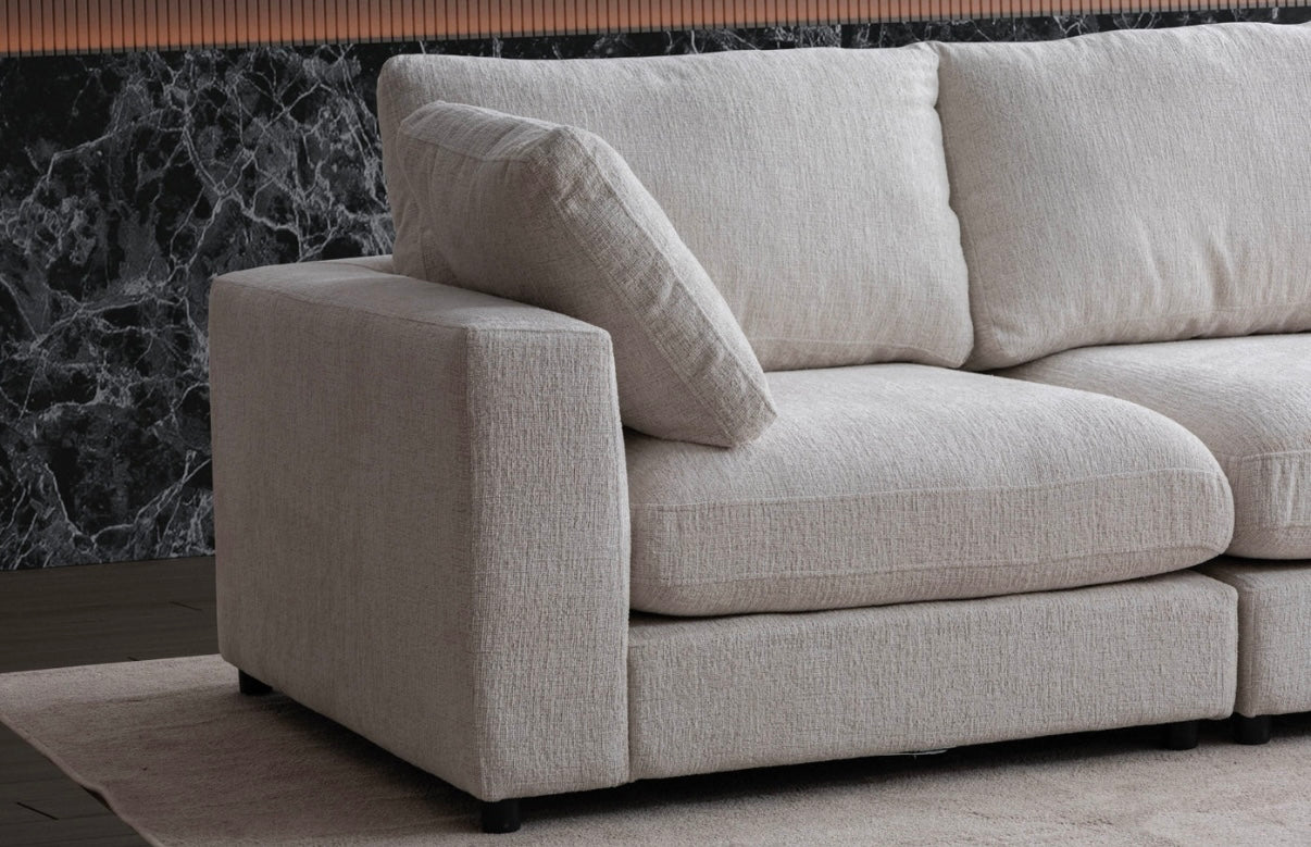 Canapé Julia Modulable Chenille 3+1 pouf