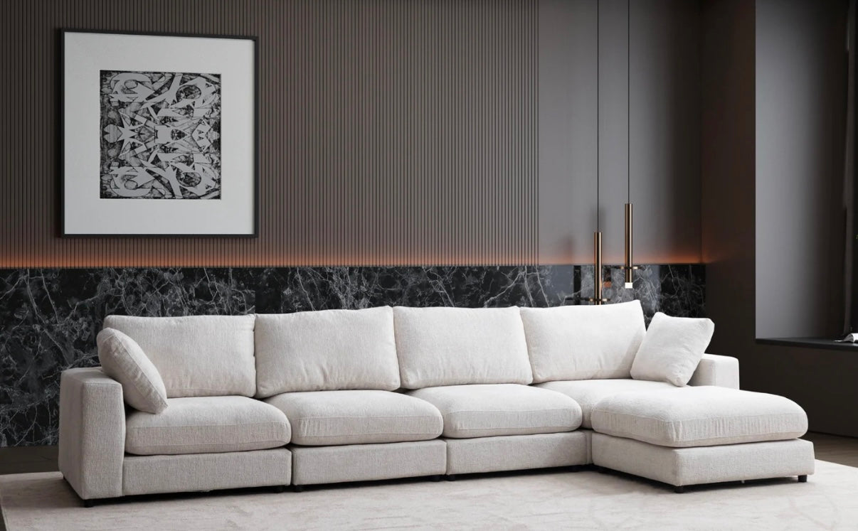 Canapé Julia Modulable chenille 4+1 pouf