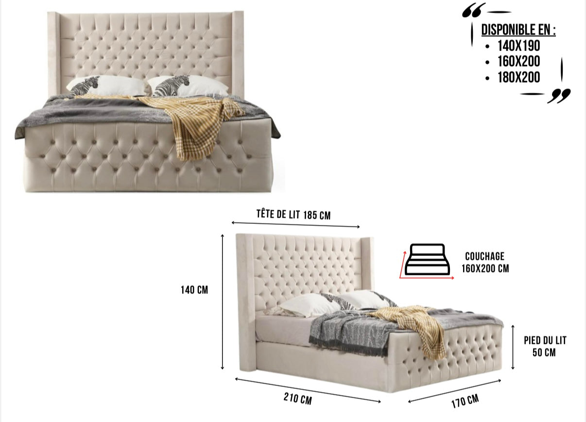 Cadre de lit clouté