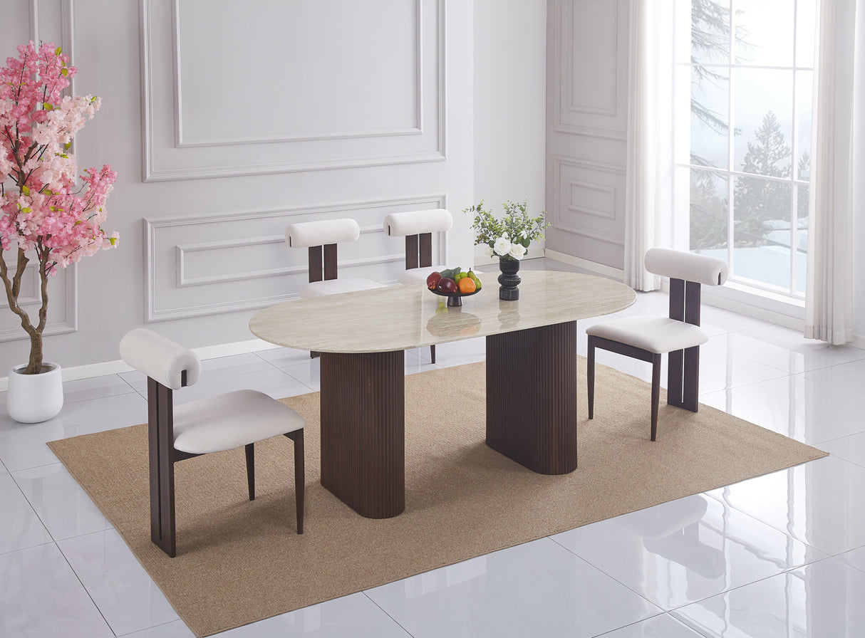 Table repas Roxy pied metal effet noyer