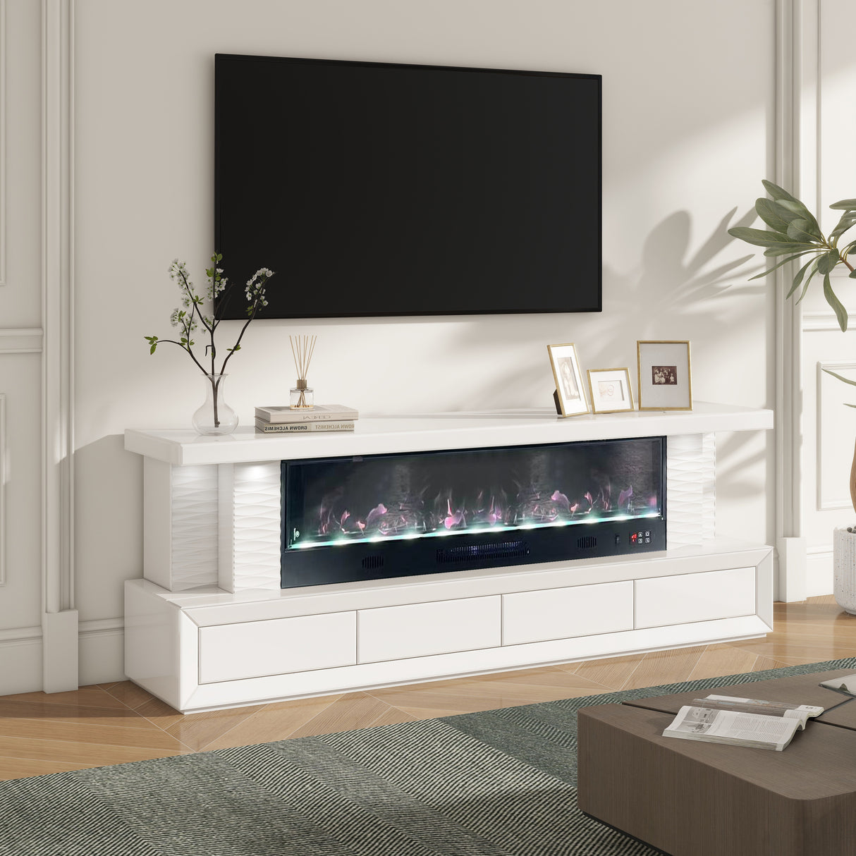 Meuble TV Cheminée Électrique Flamora