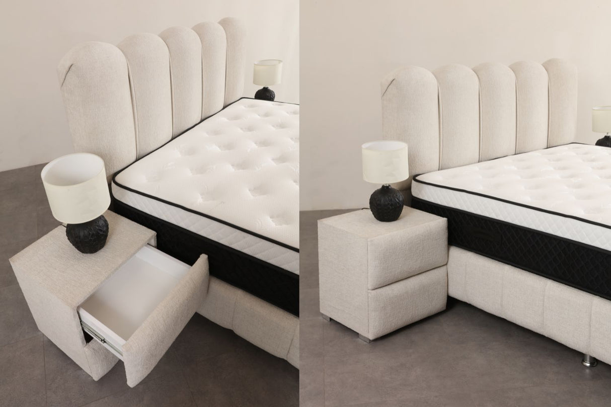 Lit coffre Eva blanc cassé