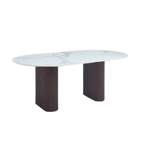 Table repas Roxy pied metal effet noyer
