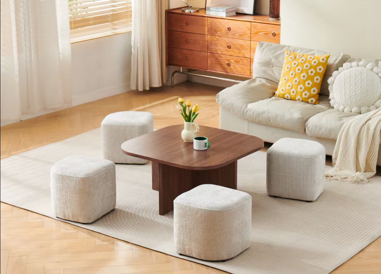 Table basse Marbella noyer avec pouf